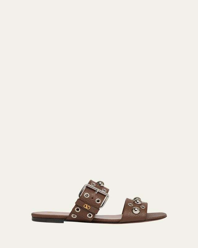 Nellcote Studded Dual-Strap Slide Sandals